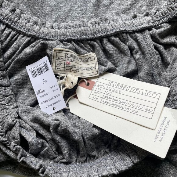 Current Elliott Mini Dress Small Gray Off Shoulder Ruffle Stretch Jersey Summer - Picture 4 of 7